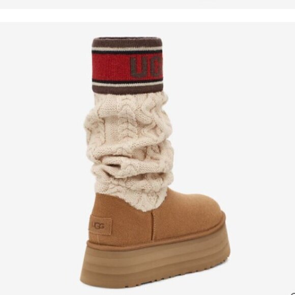 UGG Classic Sweater Letter Chestnut Platform Boots Size US 10 / EU 41 - Picture 5 of 10